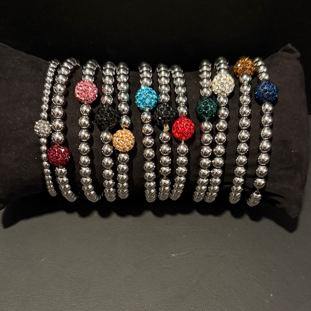 Rustic Cuff Silver Bracelet Set With Colorful Bea… - image 1
